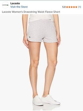Lacoste Women's Light Gray Fleece Drawstring Shorts- cute for Pickleball size 40